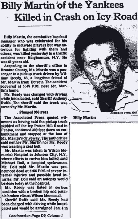  Billy Martin's Obit